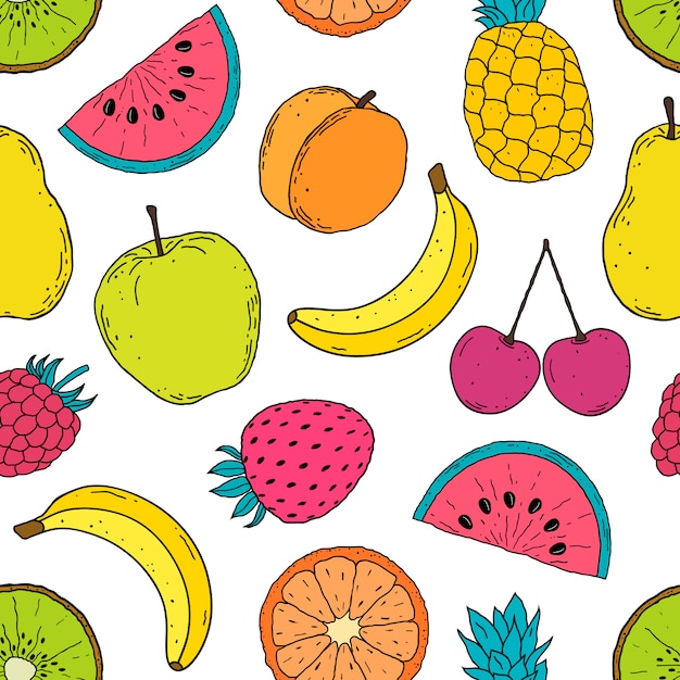 Premium Vector | Pattern with colorful fruits
