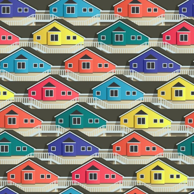Pattern with colorful houses Vector Free Download