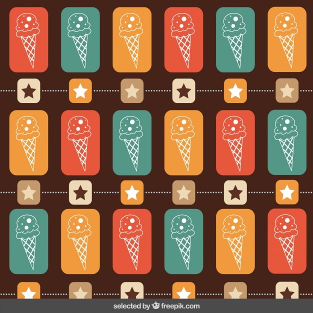 Pattern with ice creams and stars