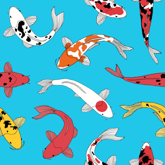 Premium Vector Pattern with koi fishes