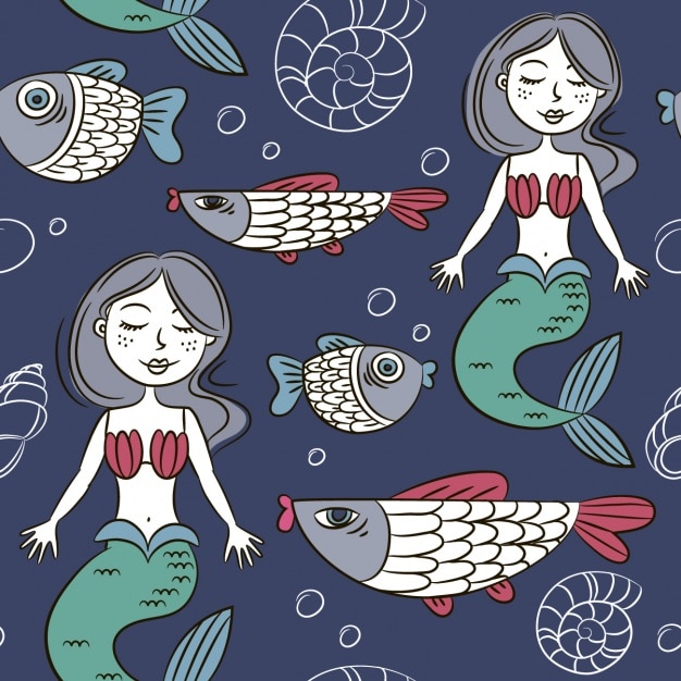 Download Free Vector | Pattern with mermaids