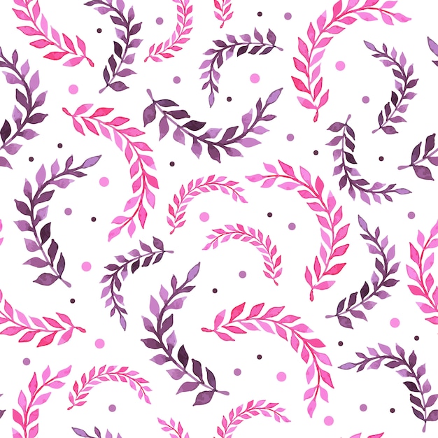Pattern with pink leaves
