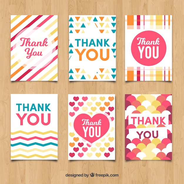 Patterned thank you cards collection Vector | Free Download