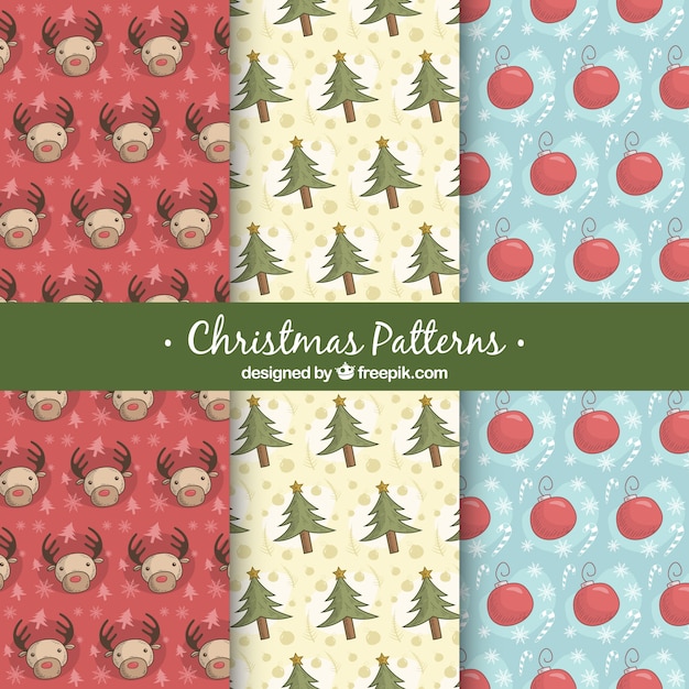 Patterns of christmas elements sketches