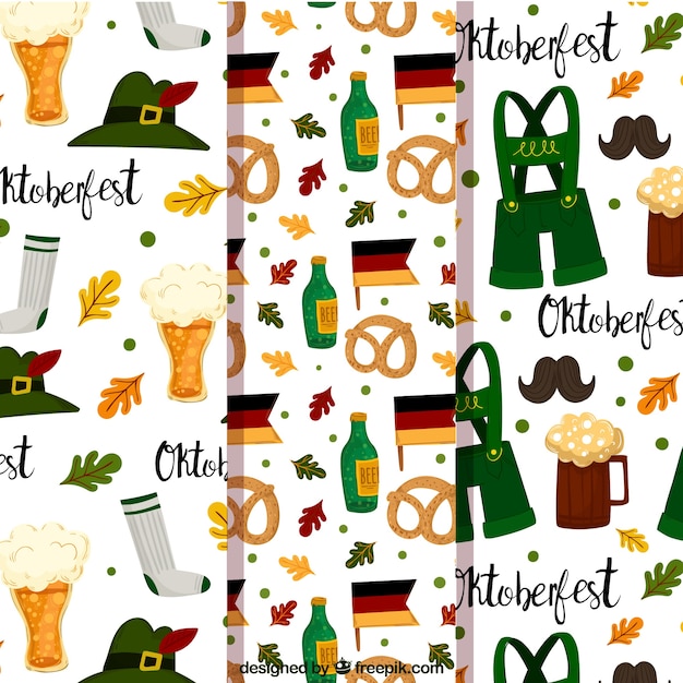 Patterns with traditional german elements Free Vector