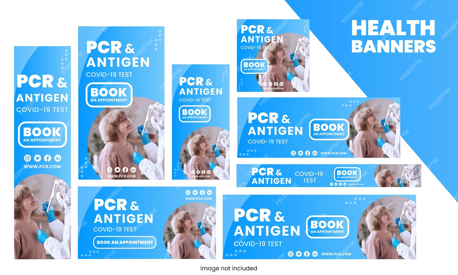 Premium Vector | Pcr and antigen test covid19 health web banners google