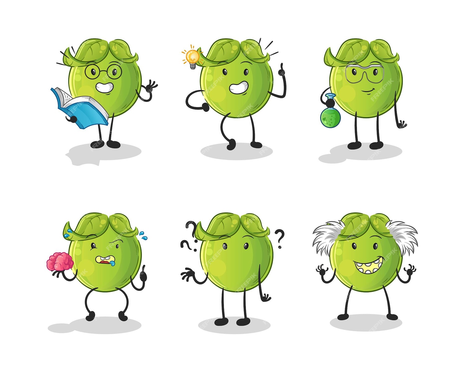 Premium Vector | Pea thinking group character. cartoon mascot vector