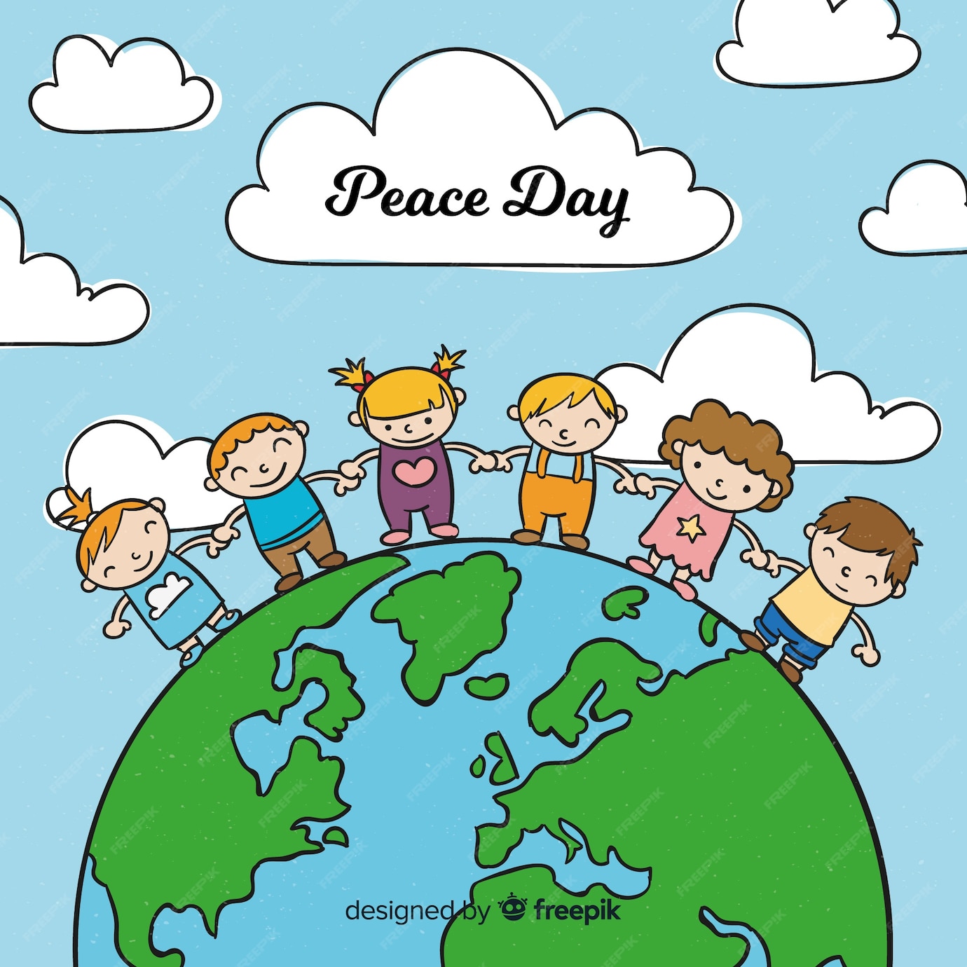 Free Vector | Peace day background with children