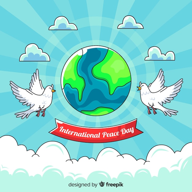 Peace day background with cute dove