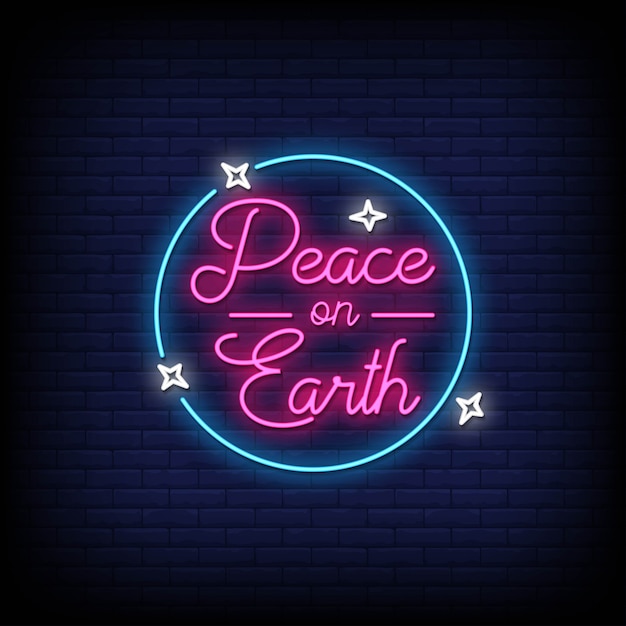 Premium Vector Peace On Earth Neon Signs Style Text