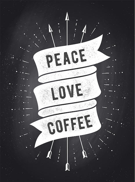 Download Peace, love, coffee. vintage ribbon banner | Premium Vector