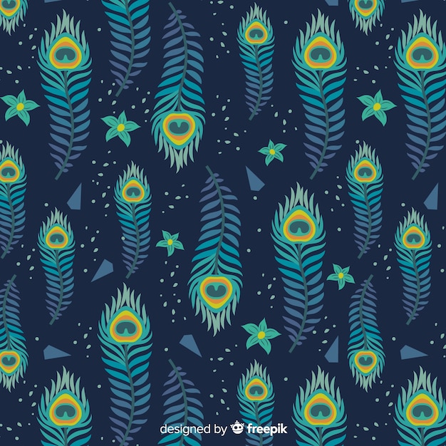 Download Peacock feather pattern collection with flat design | Free ...