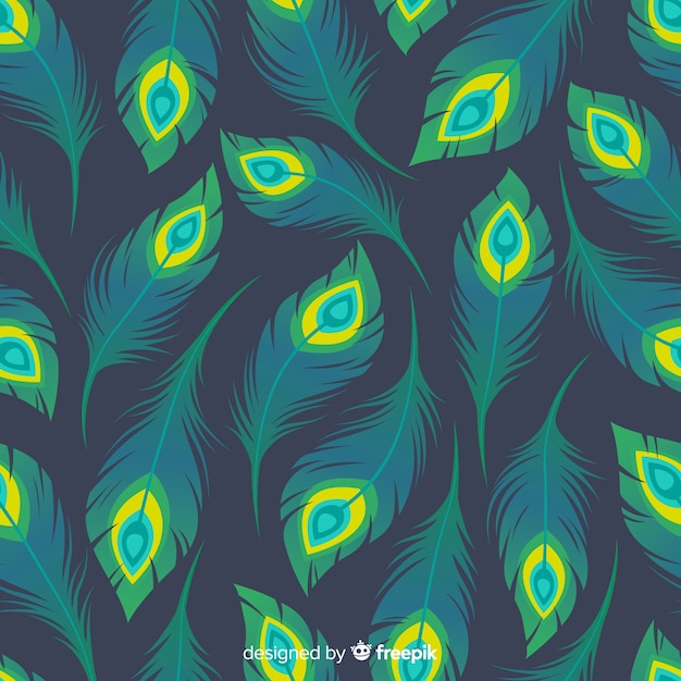 Download Peacock feather pattern collection with flat design Vector ...