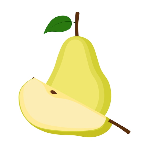 Premium Vector | Pear, whole fruit and slice, vector illustration