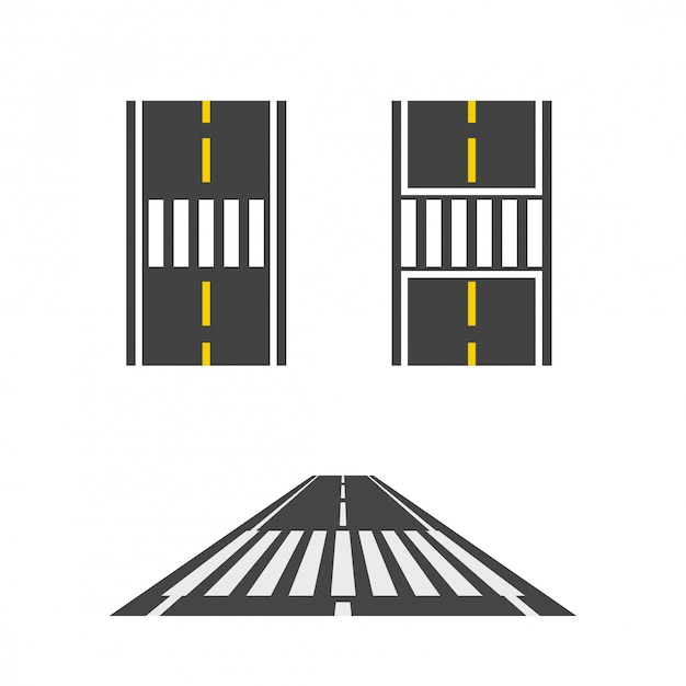 Premium Vector | Pedestrian crossing on road top and perspective view