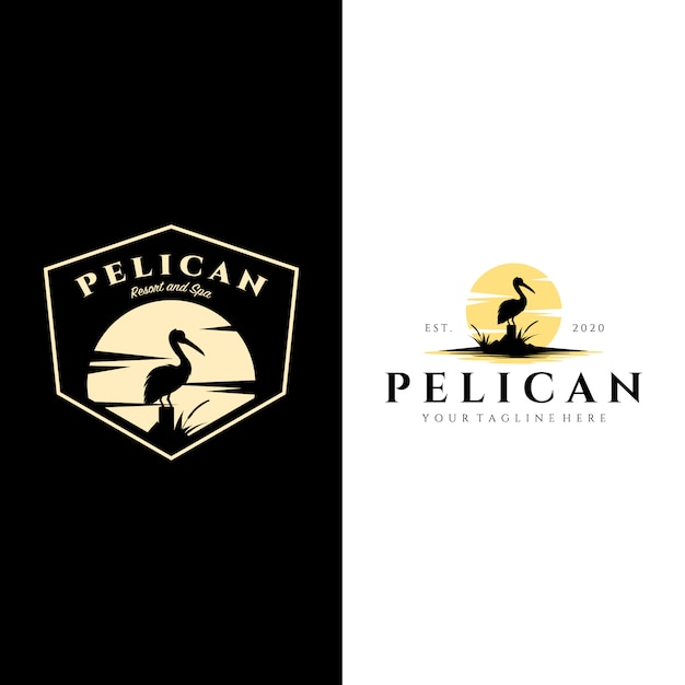 Download Free Pelican Bird Logo Vintage With Sun Background Illustration Design Premium Vector Use our free logo maker to create a logo and build your brand. Put your logo on business cards, promotional products, or your website for brand visibility.