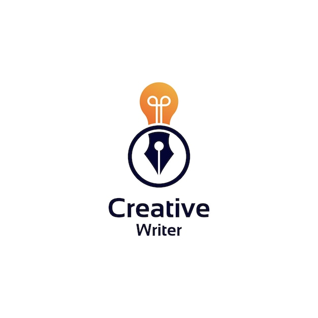 Premium Vector | Pen and bulb creative writer logo design