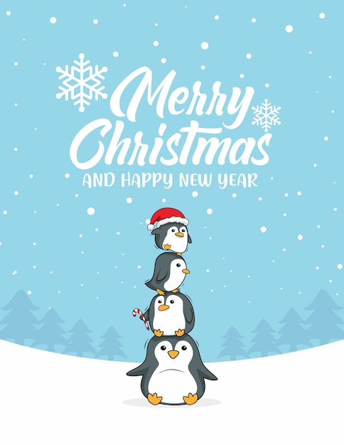 Premium Vector | Penguin cartoon merry christmas
