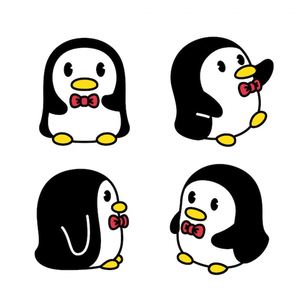 ペンギンキャラクター漫画鳥イラスト プレミアムベクター