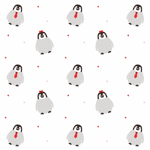 Premium Vector Penguin Couple Seamless Pattern Background