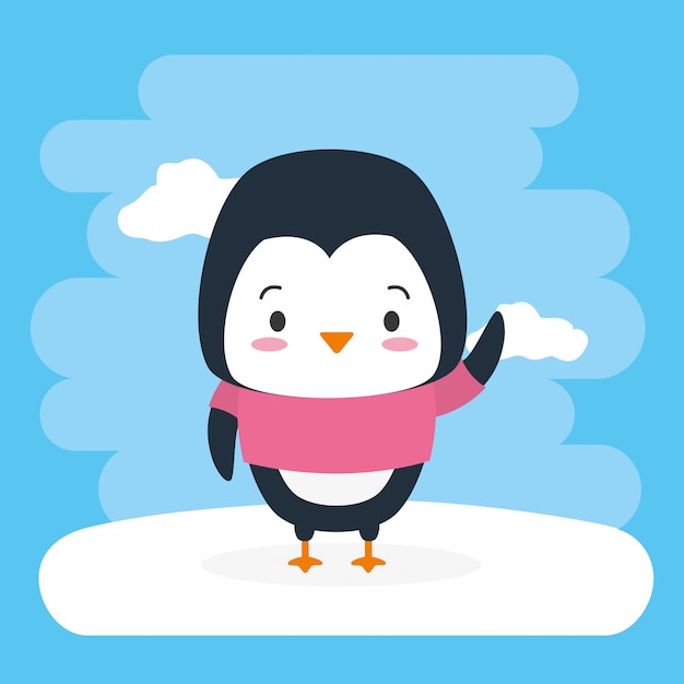 ペンギンかわいい動物 漫画 フラットスタイル イラスト 無料のベクター