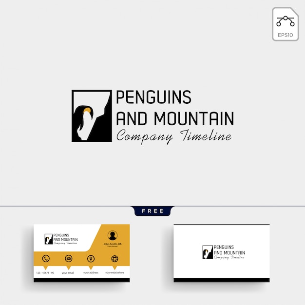Download Free Penguin And Mountain Logo Template And Business Card Premium Vector Use our free logo maker to create a logo and build your brand. Put your logo on business cards, promotional products, or your website for brand visibility.