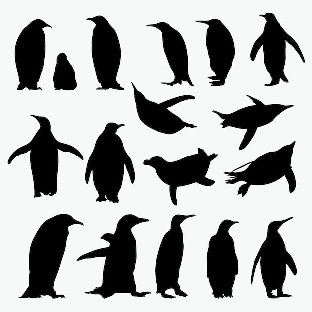 ペンギンのシルエット プレミアムベクター