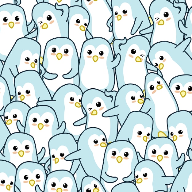 Penguins pattern. Vector Premium Download