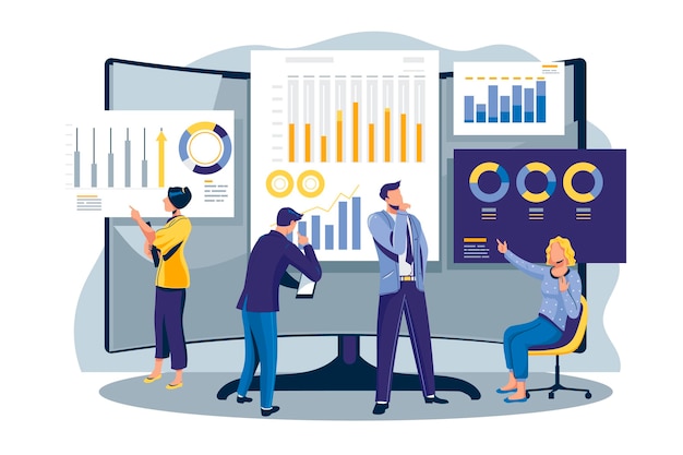 People analyzing growth charts Free Vector