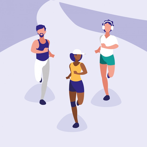 Premium Vector | People athlete running avatar character