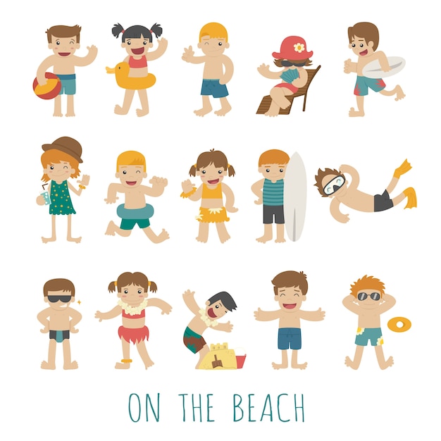 People on the beach | Premium Vector