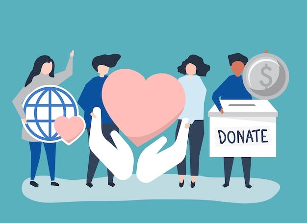 Free Vector | People Carrying Donation And Charity Related Icons