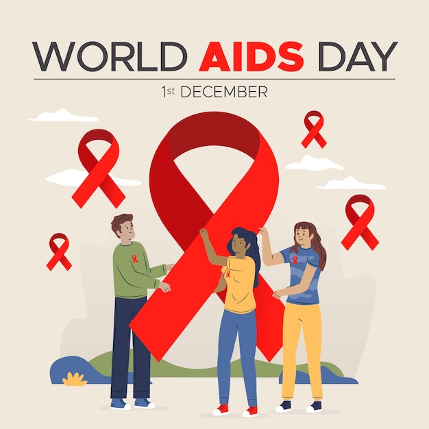 Premium Vector | People celebrating world aids day