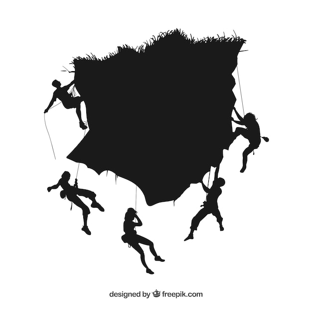 People climbing mountain vector
silhouettes