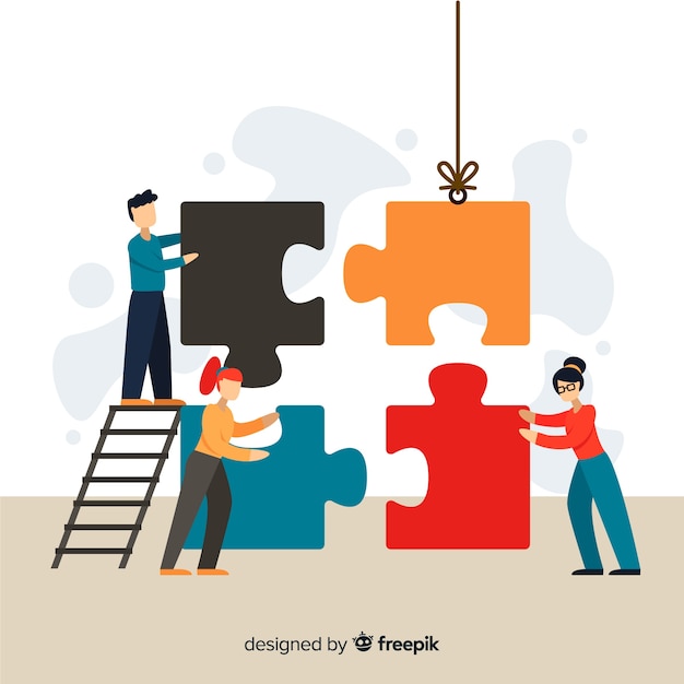 People Connecting Puzzle Pieces Vector Free Download 4847