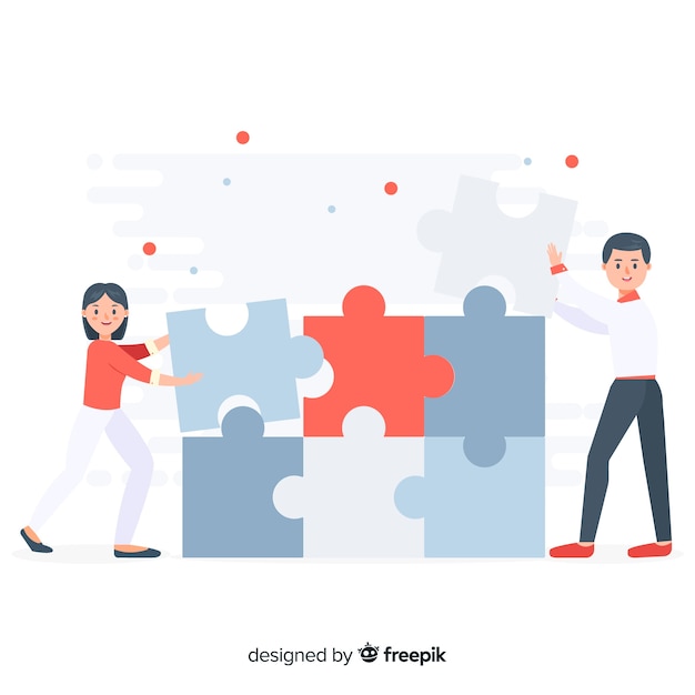 Premium Vector | People connecting puzzle pieces