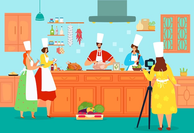 premium-vector-people-cook-food-at-kitchen-illustration