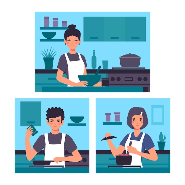 People cooking concept | Free Vector