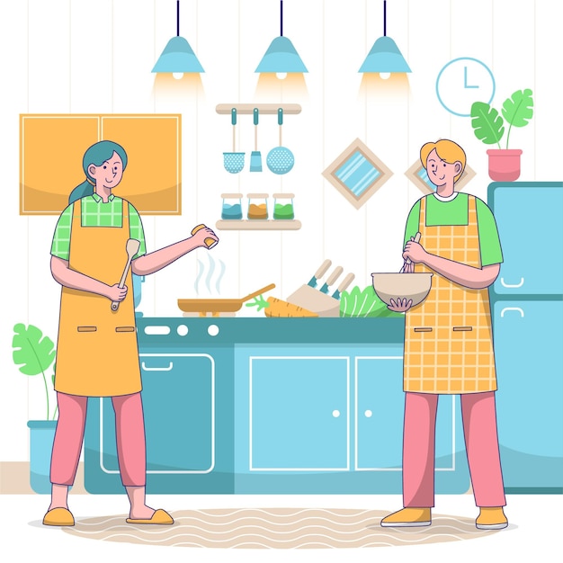 People cooking concept | Free Vector