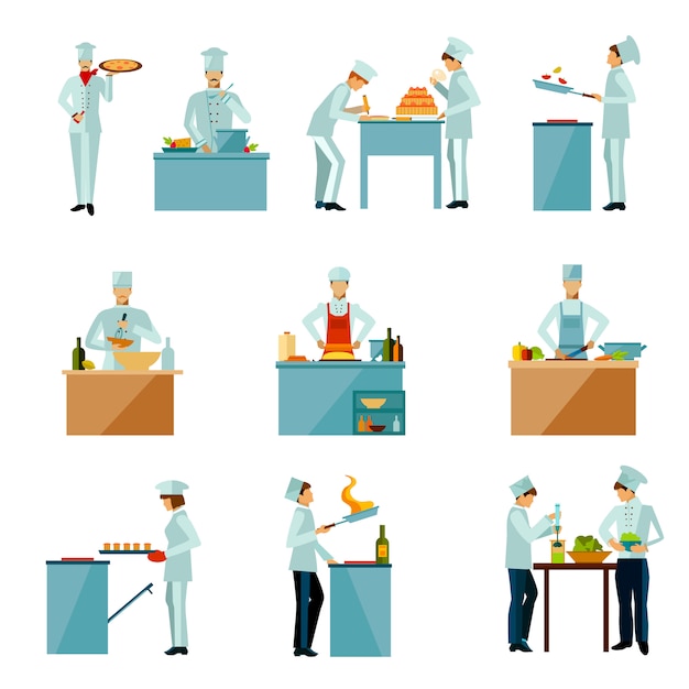 People cooking set | Free Vector