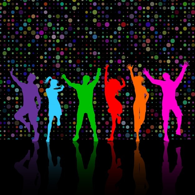 people dancing colourful silhouettes