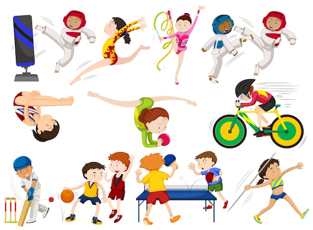 People do different types of sports Premium Vector