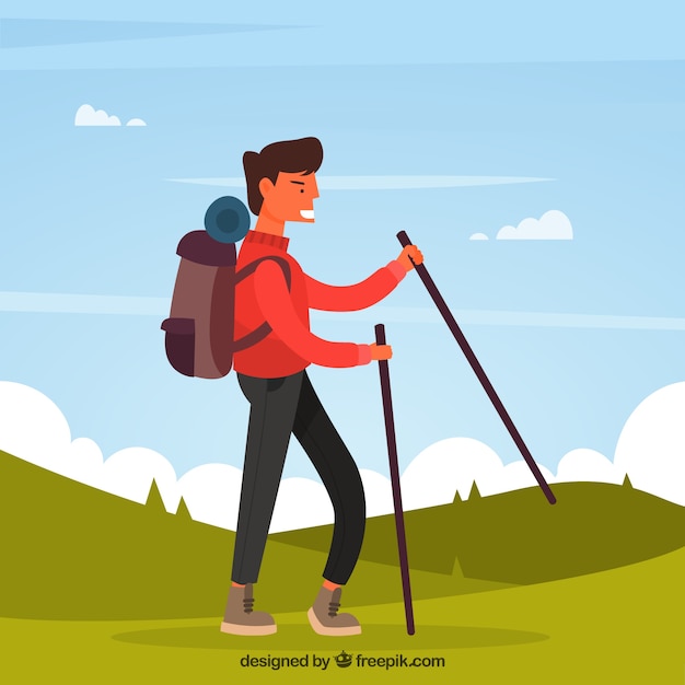 Project leisure activities. Скандинавская ходьба вектор. Hiking vector.