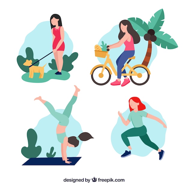 Free Vector | People doing outdoor leisure activities with flat design