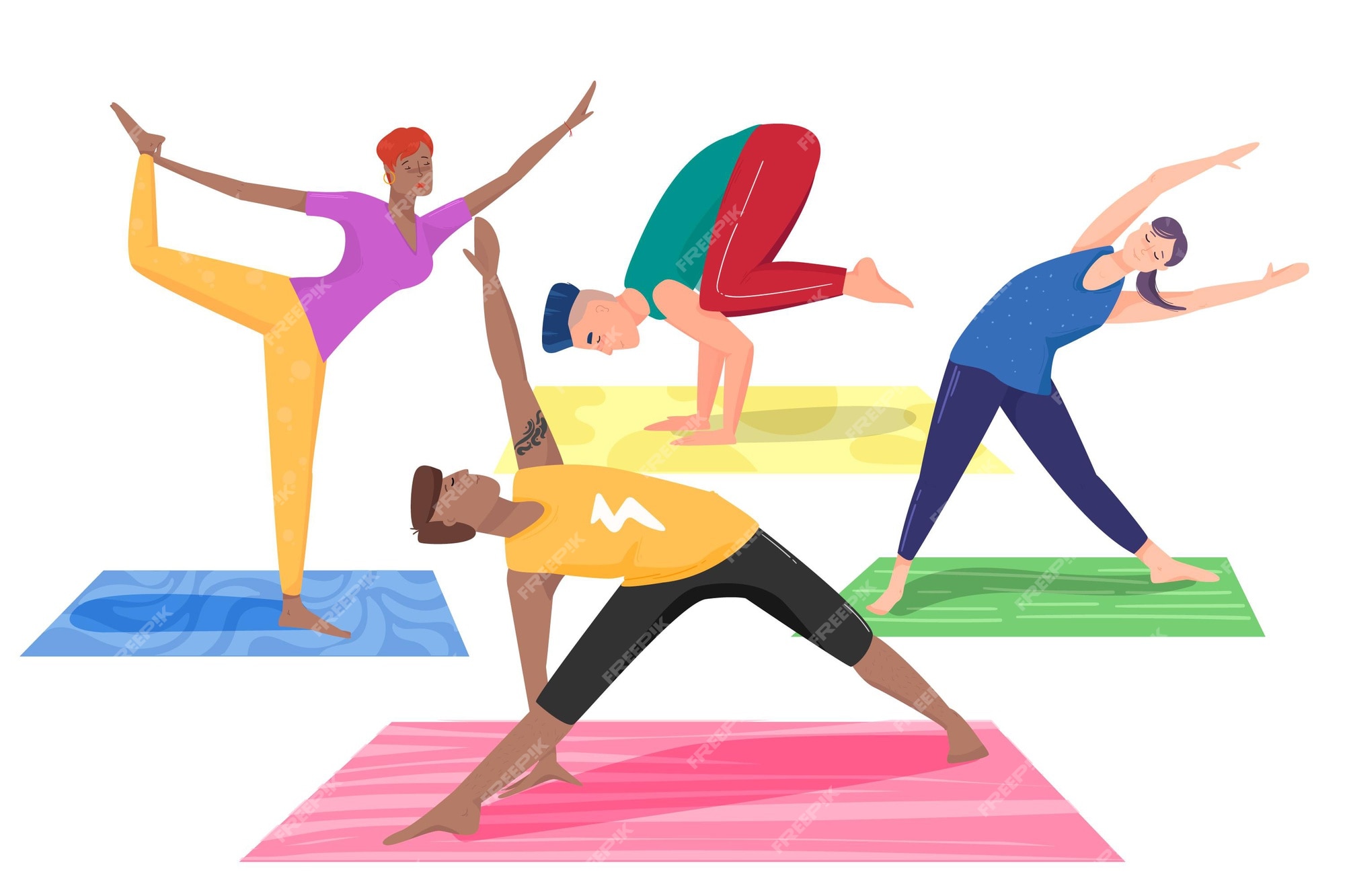 Free Vector | People doing yoga theme