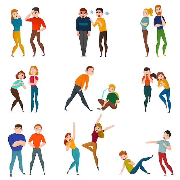 Free Vector People And Emotions Set With Positive And Negative Feelings 0779