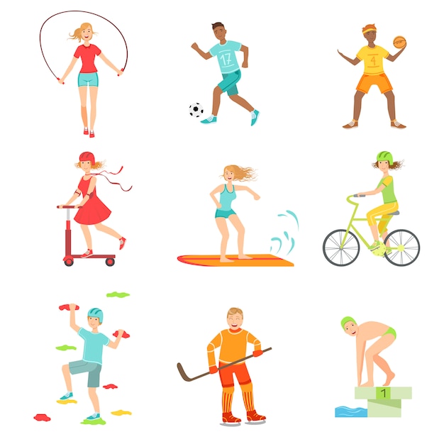 Premium Vector | People enjoying physical activities illustrations