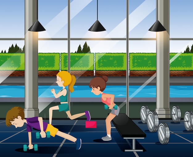 Free Vector | People exercise in the gym