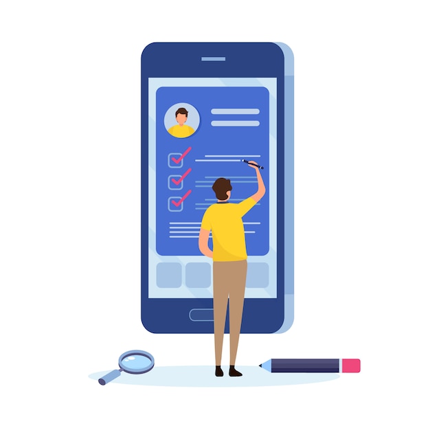 Premium Vector People Fill Out A Form Via Mobile Application