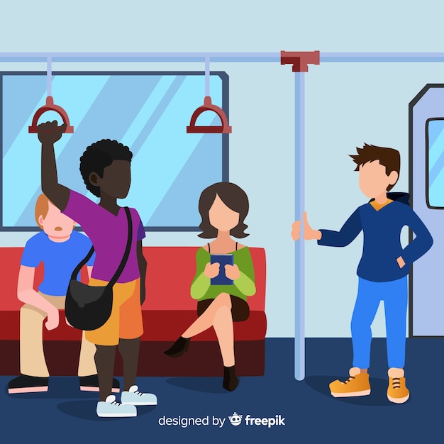 Free Vector | People going on the subway flat design